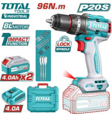Ударная дрель-шуруповерт Total TIDLI20968 с 2-мя АКБ, кейс