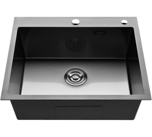 Кухонная мойка Roxen Simple 560220-55B PVD графит с коландером и дозатором