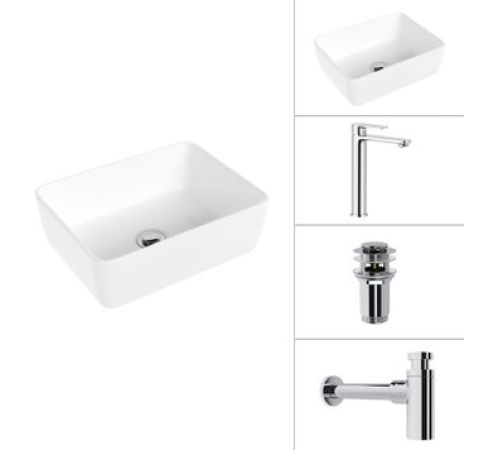 Умывальник Lauter 21674B + Moon 21СK81691C + сифон 21635CH + дон.клапан 21190CH хром