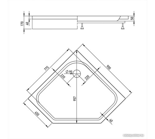 Душевой поддон Alex Baitler AB9017V-1 90x90