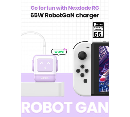 Сетевое зарядное Ugreen Nexode RG 65W CD361 белый/сиреневый