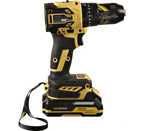 Ударная дрель-шуруповерт Hanskonner HCD2065BLIC с 2-мя АКБ, кейс