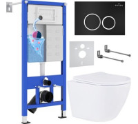 Унитаз подвесной Roxen Antares One Rimless 6 в 1 StounFix Dual Fresh 506406 кнопка: черный матовый