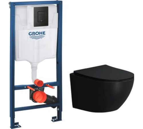 Унитаз подвесной Lauter Sulzdorf + GROHE Solido 38811KF0 черный с микролифтом