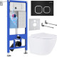 Унитаз подвесной Roxen Antares One Rimless 6 в 1 StounFix Dual Fresh 543169 кнопка: черный матовый