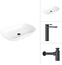 Умывальник Lauter 21570 + Cascade 21СК0655BS с сифоном 21635B черный матовый