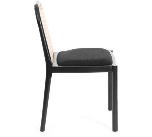 Стул TetChair Freya дерево вяз/ротанг черный/черный лен