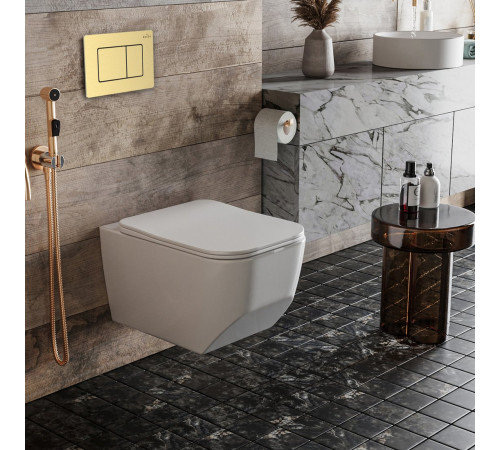 Унитаз подвесной Roxen Boro в комплекте с инсталляцией StounFix Dual Fresh 6 в 1 968466 кнопка: брашированное золото