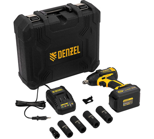 Гайковерт Denzel CIW-IB-300 26501 с 1-им АКБ, кейс, набор оснастки