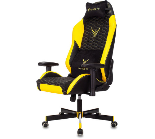Игровое геймерское кресло Бюрократ Knight Neon черный/желтый экокожа