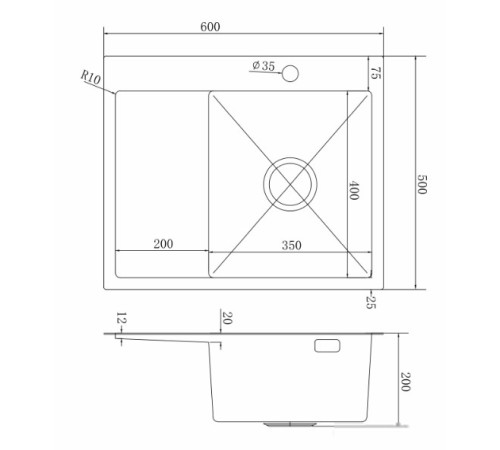 Кухонная мойка Mixline Pro 551876 правый сатин, с сифоном