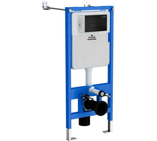 Унитаз подвесной Roxen Porto One Rimless 6 в 1 StounFix Dual Fresh 580109 кнопка: черный матовый