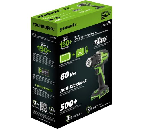 Дрель-шуруповерт Greenworks DD560 3708407CUA с 1-им АКБ