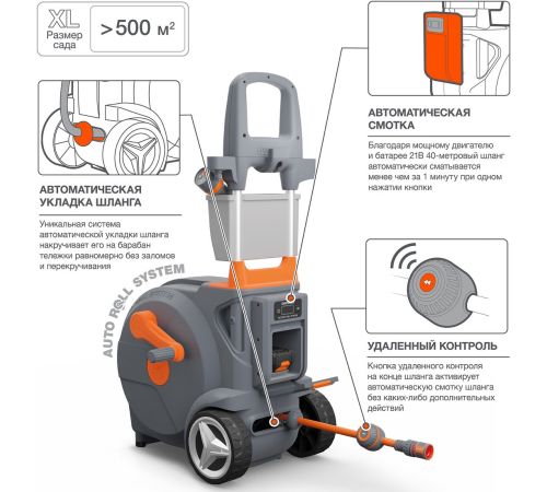 Тележка со шлангом Daewoo Power DWR 4021Li Set с 1-им АКБ, 1/2