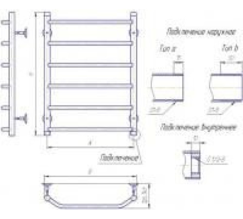 Полотенцесушитель Gloss & Reiter Terra Л.50x80.Т6 1/2