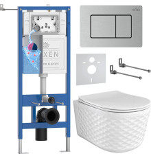 Унитаз подвесной Roxen Vine Tornado в комплекте с инсталляцией StounFix Dual Fresh 6 в 1 979023 кнопка: сатин