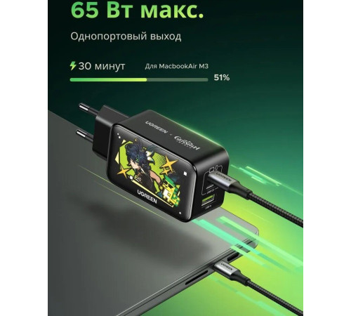 Сетевое зарядное Ugreen CD244 10335GI черный