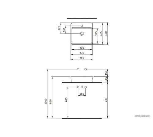 Умывальник Berges Wasserhaus Ego SL 45x45 182014