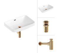 Умывальник Lauter 21441B + клапан 21190G + сифон 21635G золото