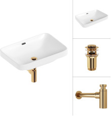 Умывальник Lauter 21441B + клапан 21190G + сифон 21635G золото