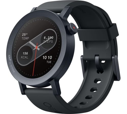 Умные часы CMF Watch Pro 2 темно-серый, черный силиконовый ремешок