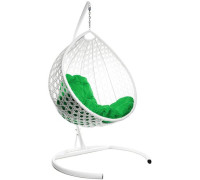 Подвесное кресло M-Group Капля Люкс 11030104 белый ротанг/зеленая подушка