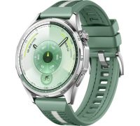 Умные часы Huawei Watch GT 6 46 мм серебристый, с зеленым плетеным ремешком, международная версия