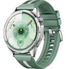 Умные часы Huawei Watch GT 6 46 мм серебристый, с зеленым плетеным ремешком, международная версия