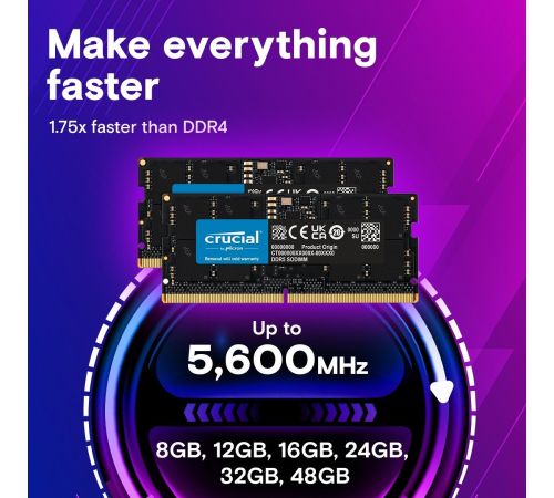 Оперативная память Crucial 8ГБ DDR5 SODIMM 5600 МГц CT8G56C46S5