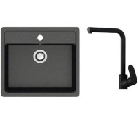 Кухонная мойка Berge BR-5750 + смеситель AM.PM Like Like F8005022 черный