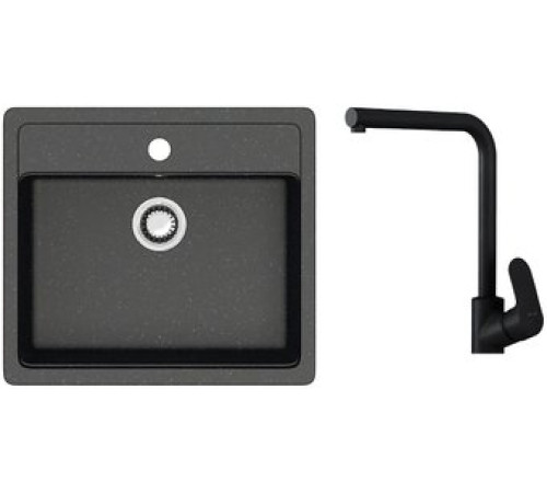 Кухонная мойка Berge BR-5750 + смеситель AM.PM Like Like F8005022 черный