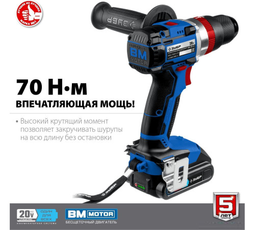 Ударная дрель-шуруповерт Зубр Профессионал DBS-201-22 с 2-мя АКБ, кейс