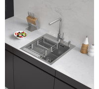 Кухонная мойка ARFEKA Eco AR мойка 450*500, коландер, дозатор SATIN DECOR MILLET GRAINS