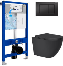 Унитаз подвесной Lauter Augsburg 21109EC + 21901002 кнопка прямоугольная, черный