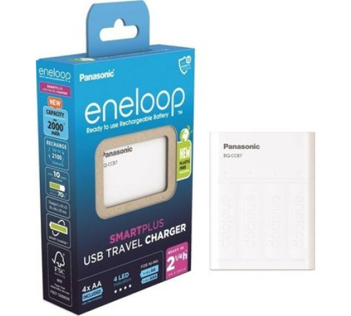 Аккумуляторы + зарядное Panasonic USB IN/OUT с функцией Power Bank+4AA 2000MAh K-KJ87MCD40USB