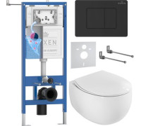 Унитаз подвесной Roxen EGG в комплекте с инсталляцией StounFix Dual Fresh 6 в 1 868503 кнопка: черный матовая
