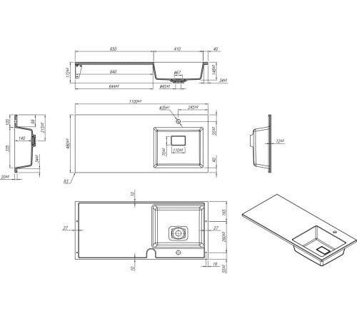 Умывальник Roxen Faber 110R 30010110R-W
