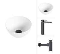 Умывальник Lauter 21601E + Cascade 21СК0655BS с сифоном 21635B черный матовый