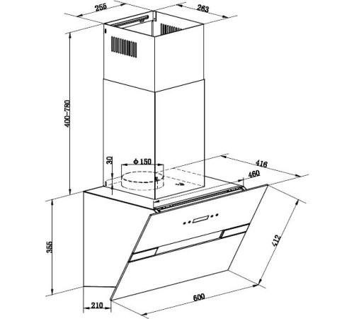 Кухонная вытяжка MAUNFELD Mersey 60 нержавеющая сталь/черное стекло