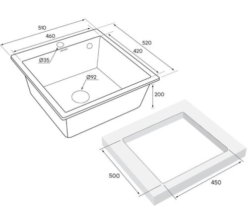 Кухонная мойка Paulmark Kante 50 PM105152-BLM