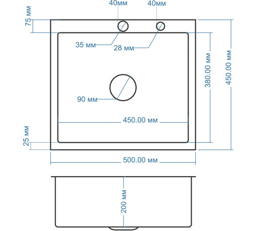 Кухонная мойка Avina HM5045 PVD графит