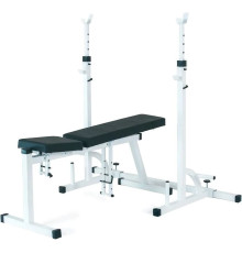 Силовая скамья Пионер со стойками под штангу белый
