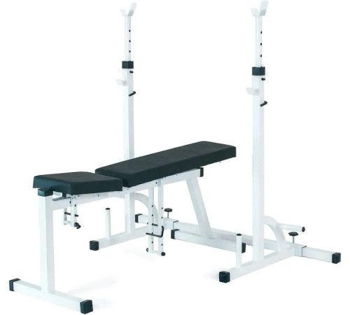 Силовая скамья Пионер со стойками под штангу белый