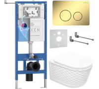 Унитаз подвесной Roxen Vine Tornado в комплекте с инсталляцией StounFix Dual Fresh 6 в 1 868488 кнопка: золото глянцевая