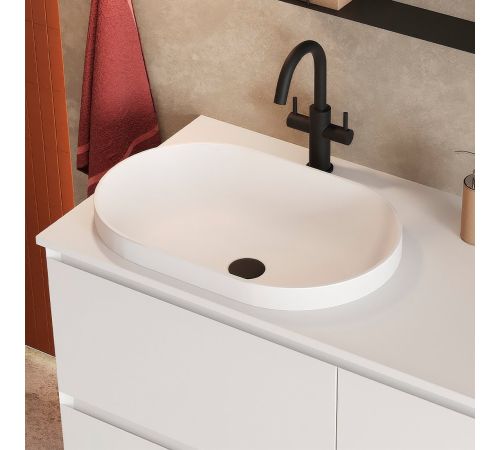 Умывальник Belux Джаз 560 Овал 18, белый матовый/Solid Surface