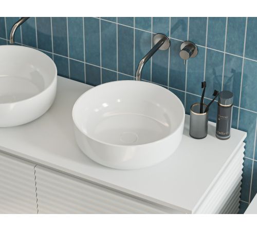 Умывальник Belux Турин 410 круг 18, белый матовый/Solid Surface
