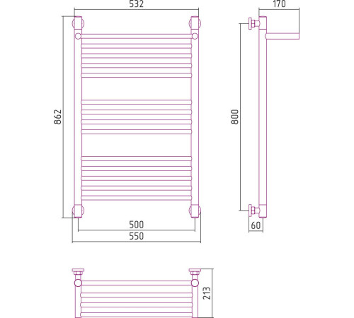Полотенцесушитель Сунержа Богема с полкой+ 800x500 00-0223-8050