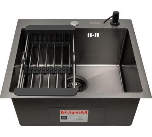 Кухонная мойка ARFEKA ECO AR мойка 500*500, коландер, дозатор BLACK