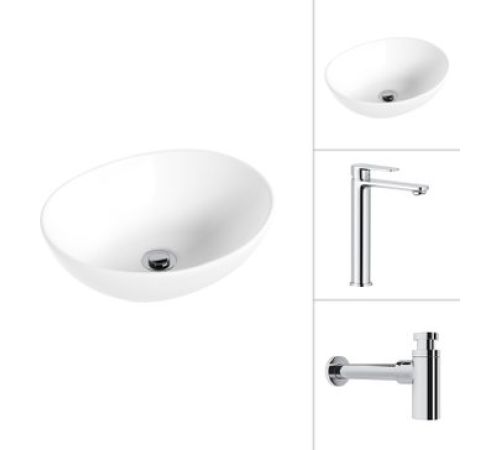 Умывальник Lauter 21652 + Moon 21СK81691C с сифоном 21635CH хром