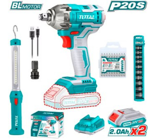 Total TOSLI231004 гайковерт, фонарь, 2 АКБ